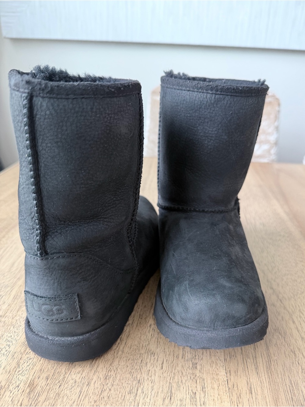 UGG Kids Black Short II Sheepskin Boots